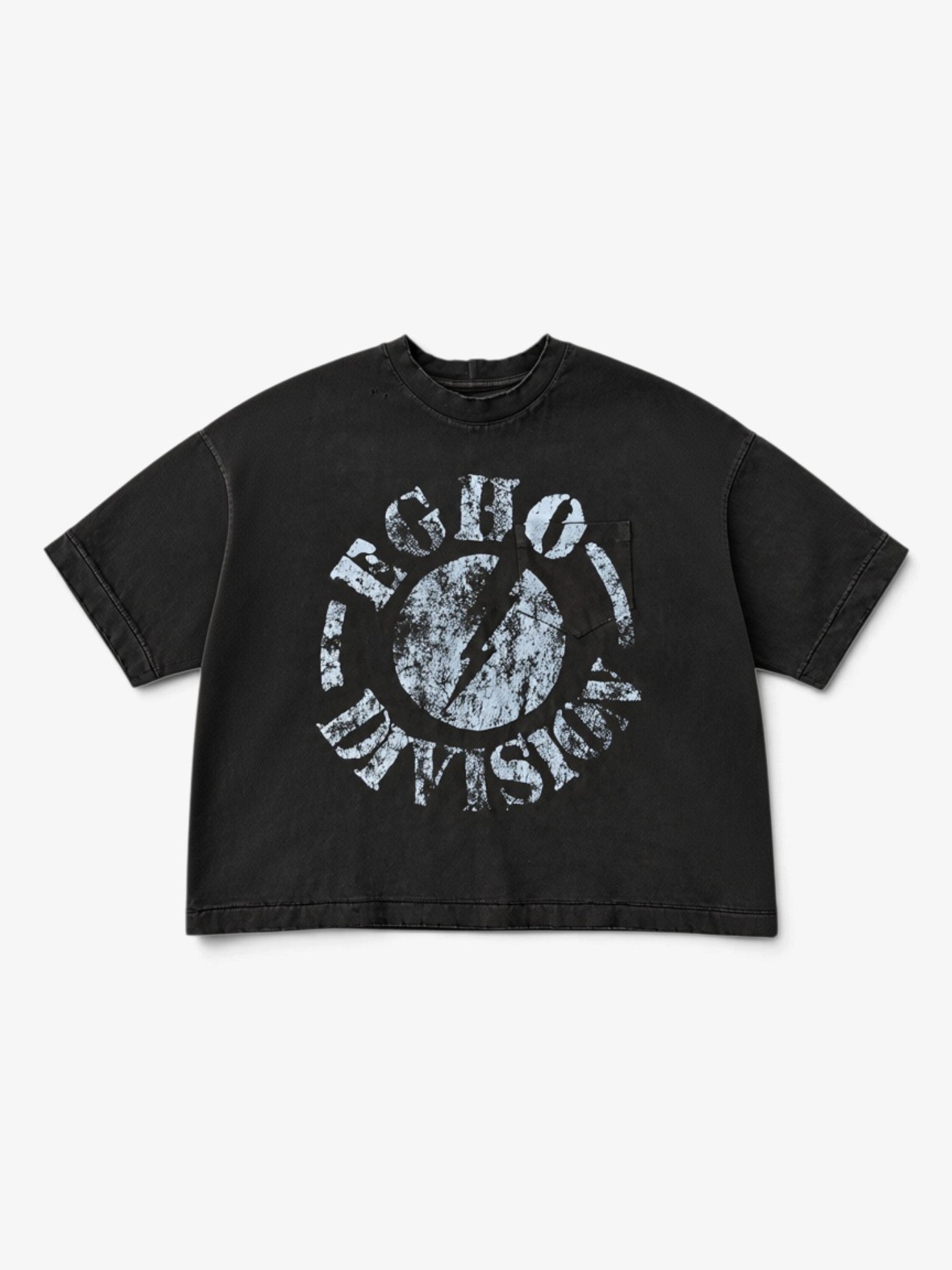 Washed Black 'Divison' Overboxy Tee