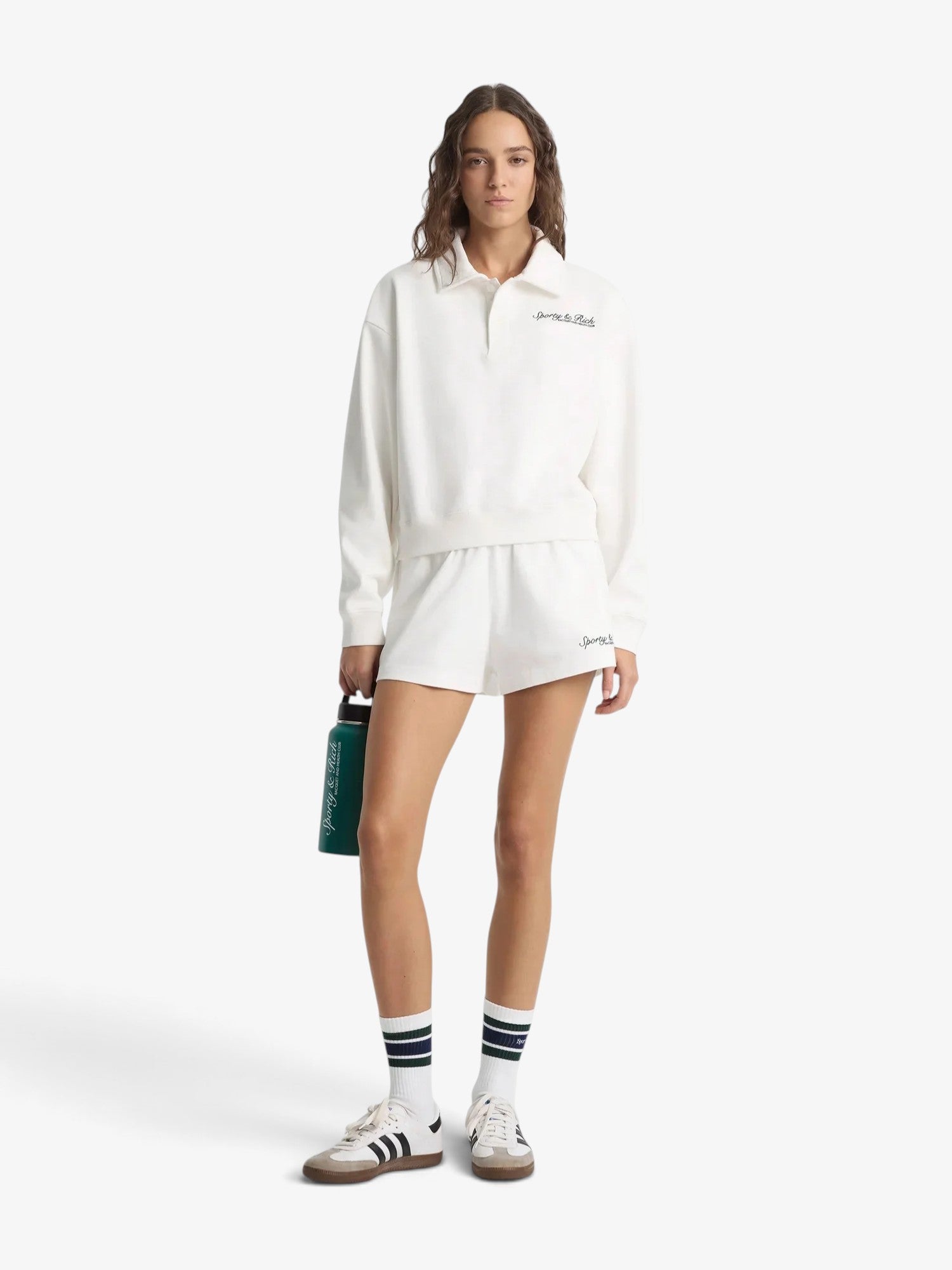 White 'Syracuse' Embroidered Longsleeve Polo