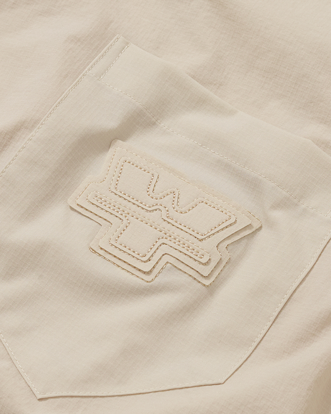 Beige Embroidered Ripstop Shirt