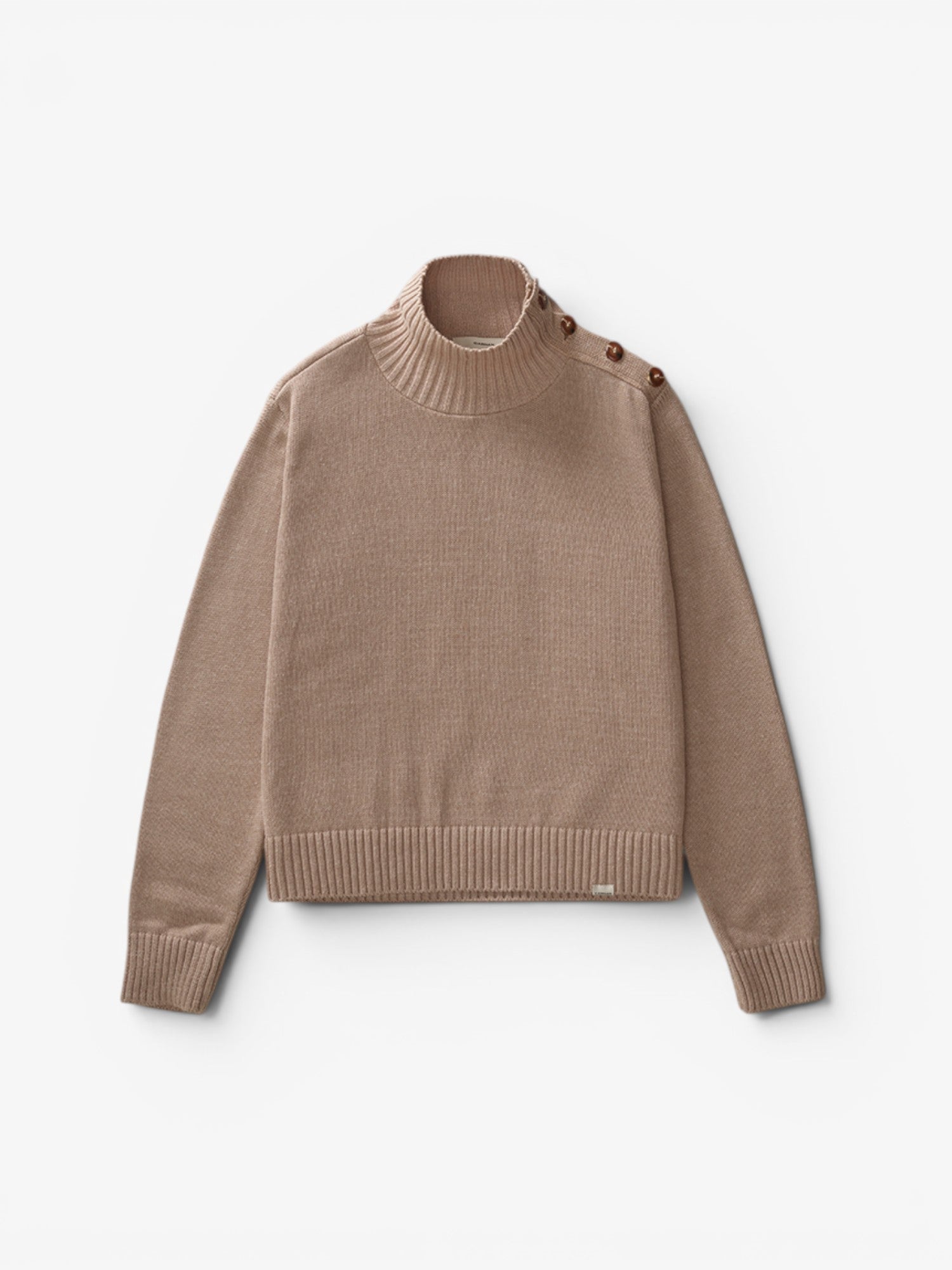 Khaki Buttoned Turtle Neck