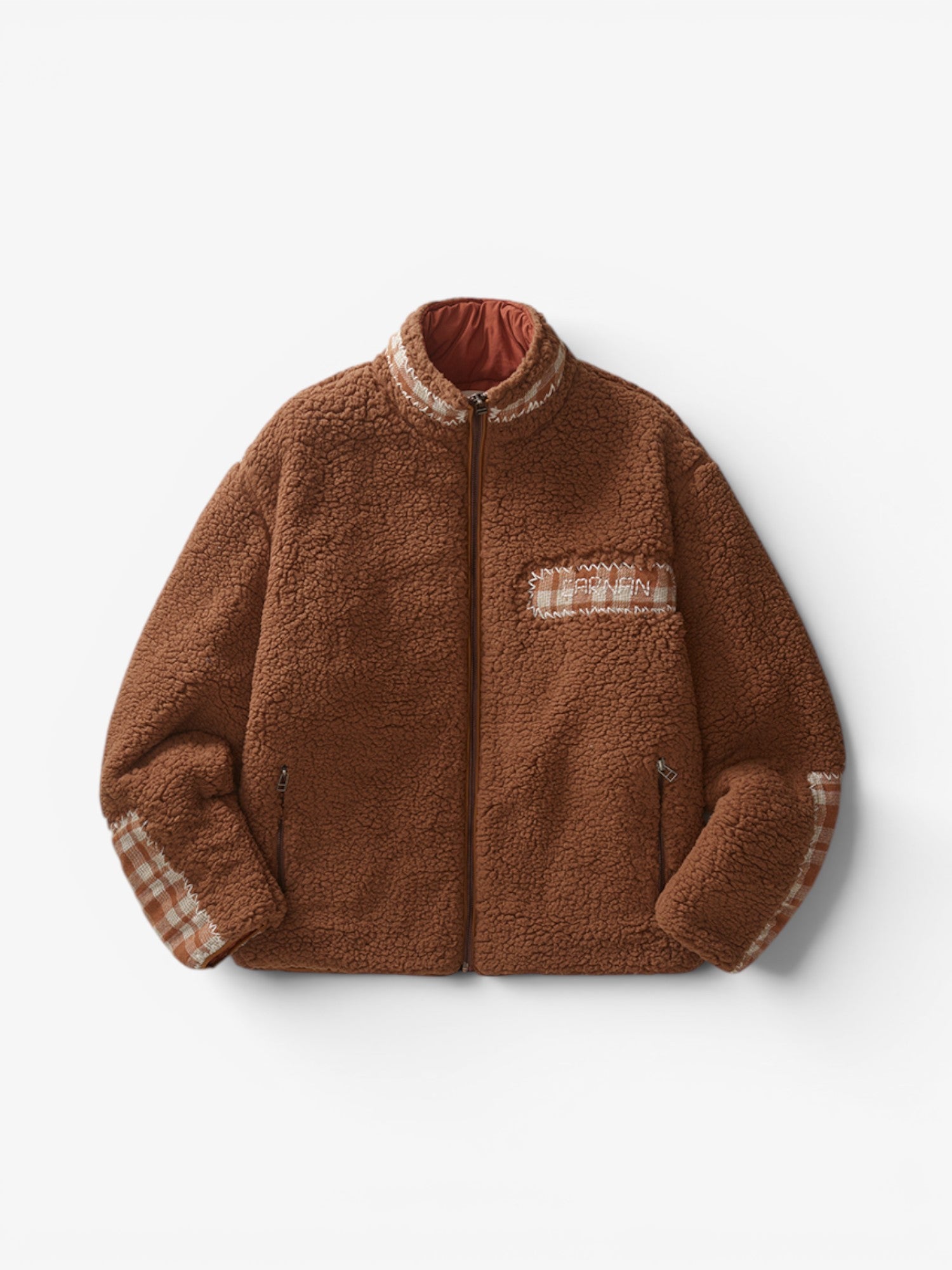 Brown Plaid Fleece Jacket