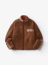Brown Plaid Fleece Jacket