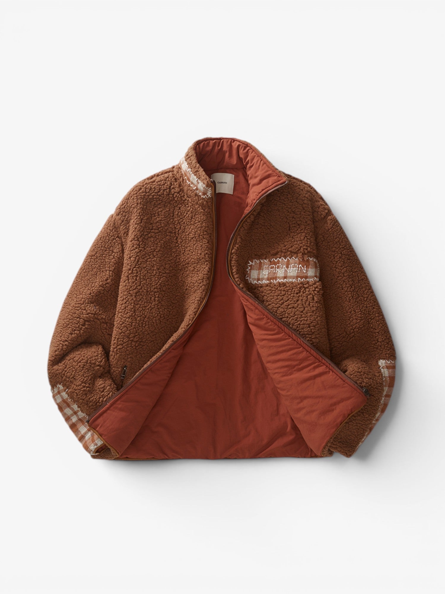 Brown Plaid Fleece Jacket