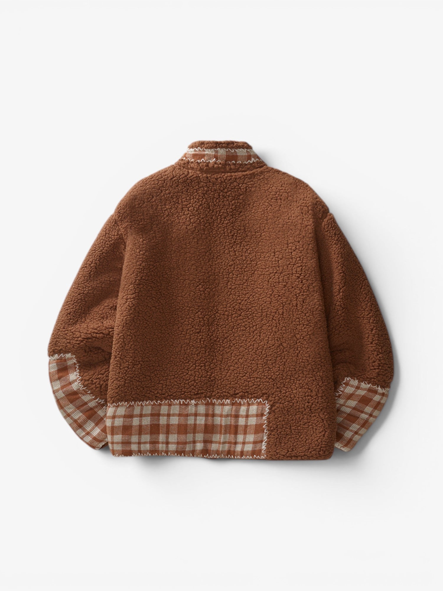Brown Plaid Fleece Jacket