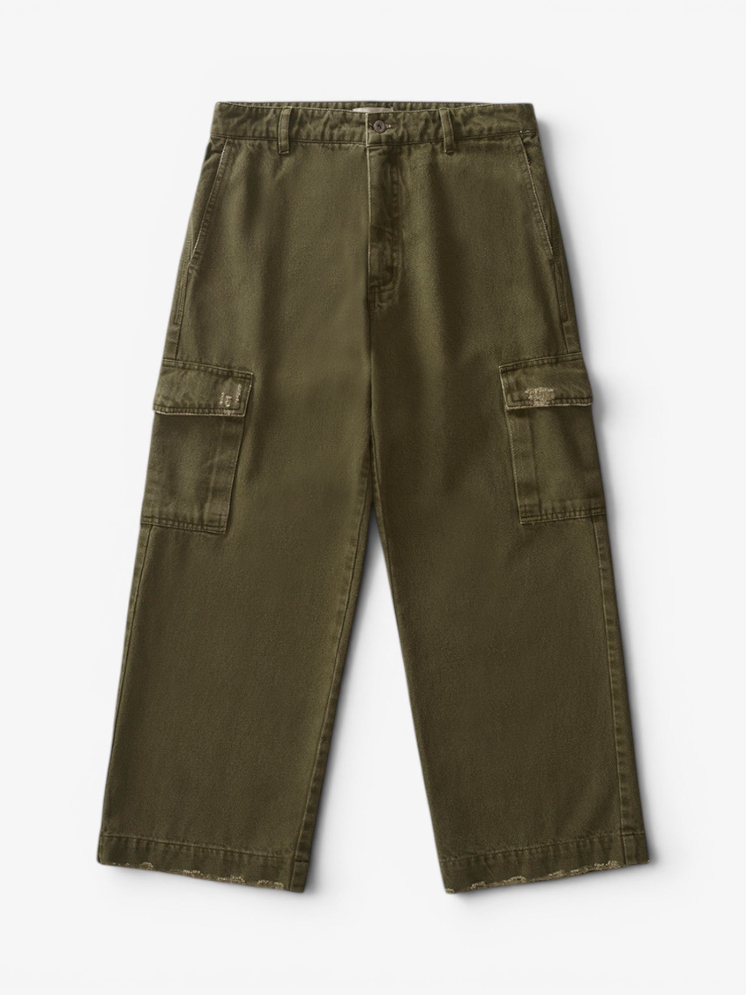 Green Faded 'Trashed' Cargo Pants