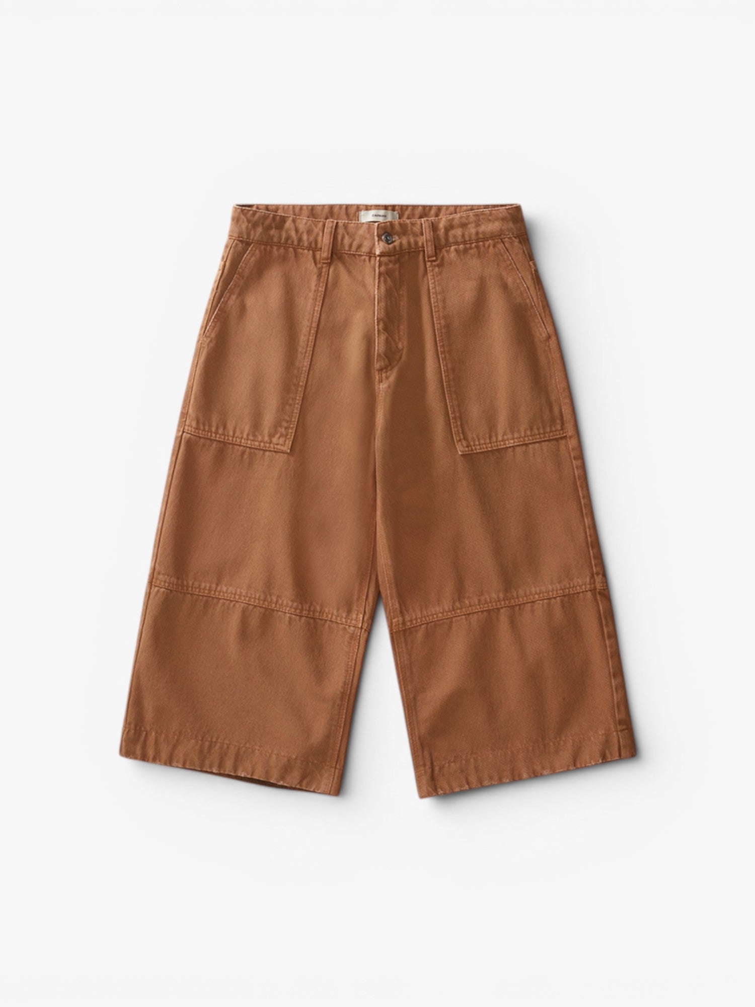 Brown Faded 'Capris' Twill Pants