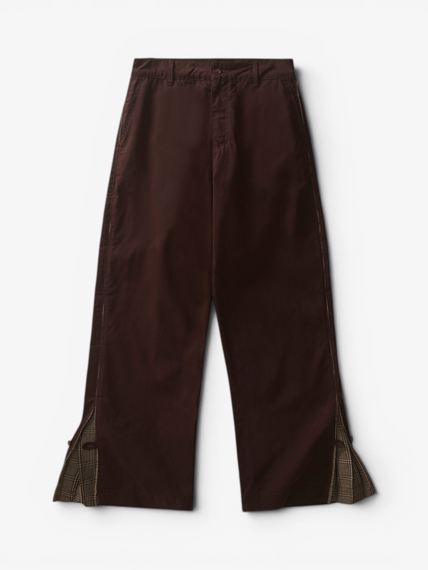 Brown 'Slit' Twill Pants