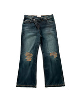Blue 'UNF' Asymmetrical Denim Pants