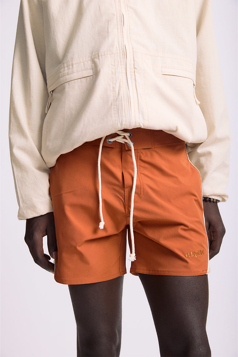 Brown 'Curved' Mesh Boardshorts