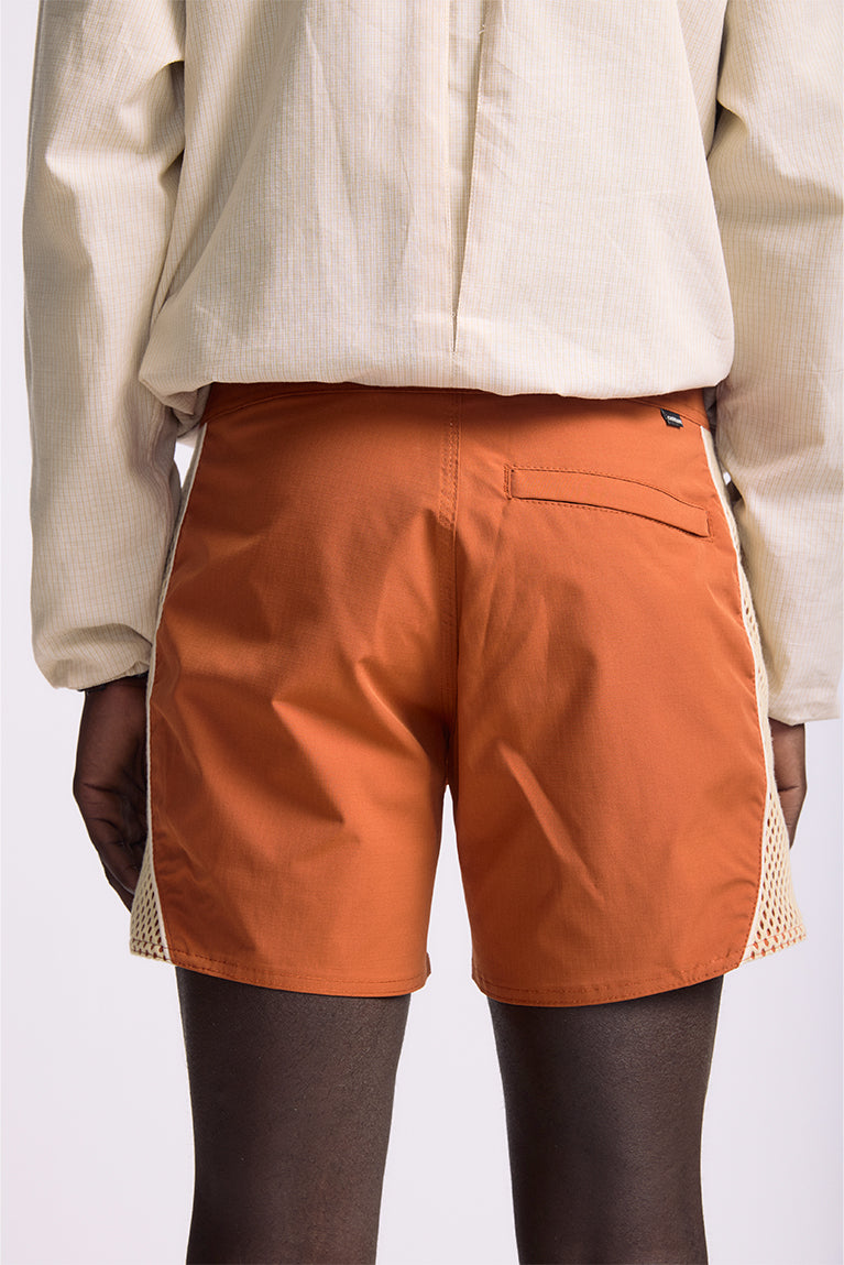 Brown 'Curved' Mesh Boardshorts