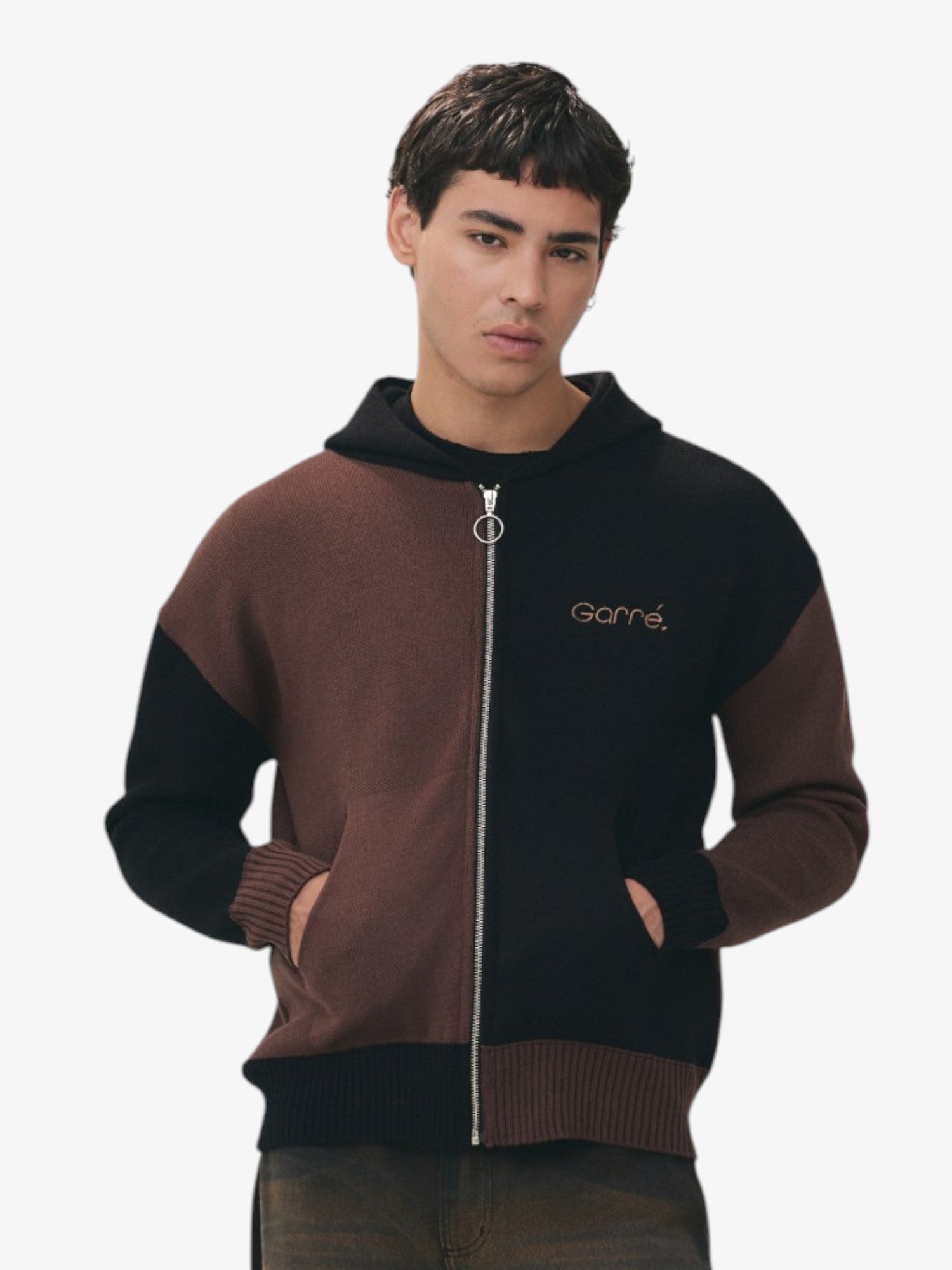 Brown Knitwear Hoodie