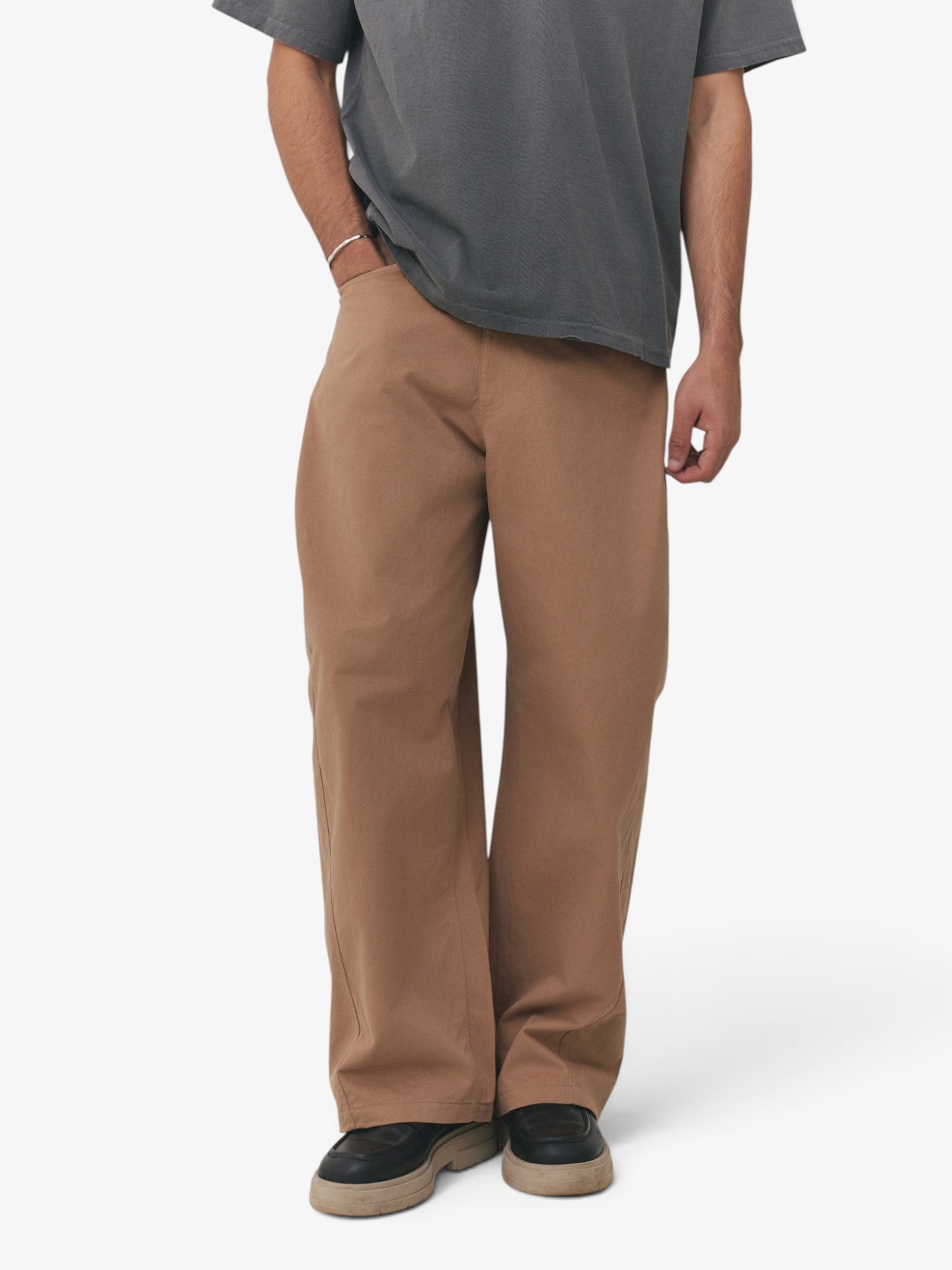Beige Barrel Pants
