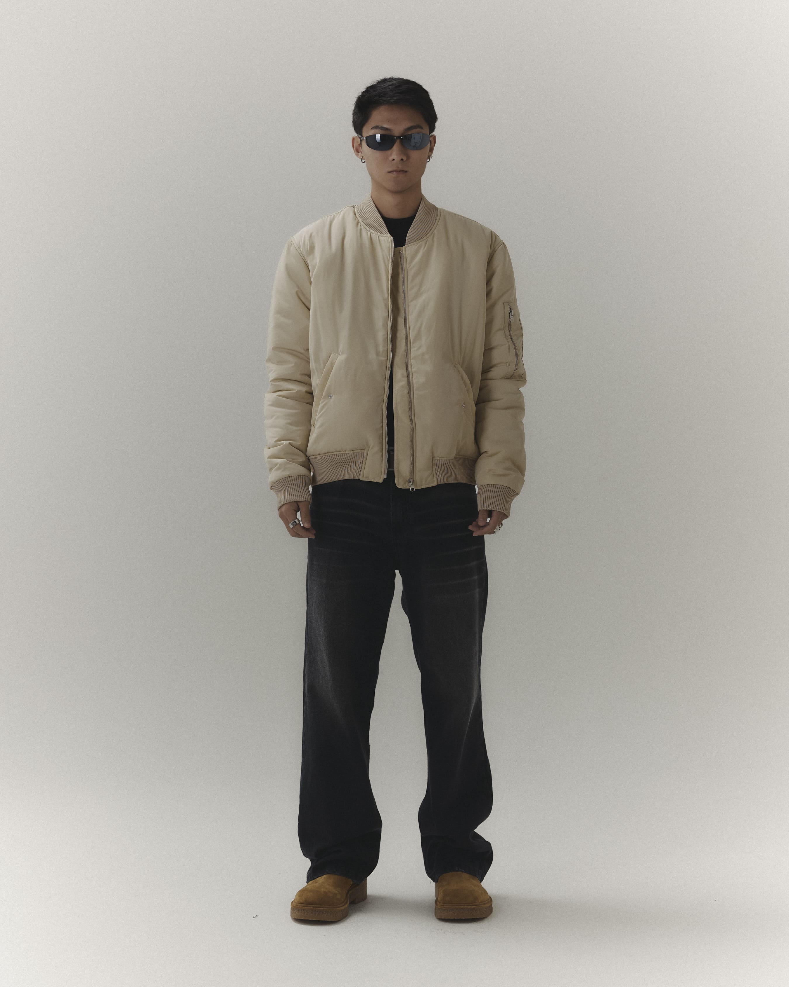 Light Beige Bomber Jacket