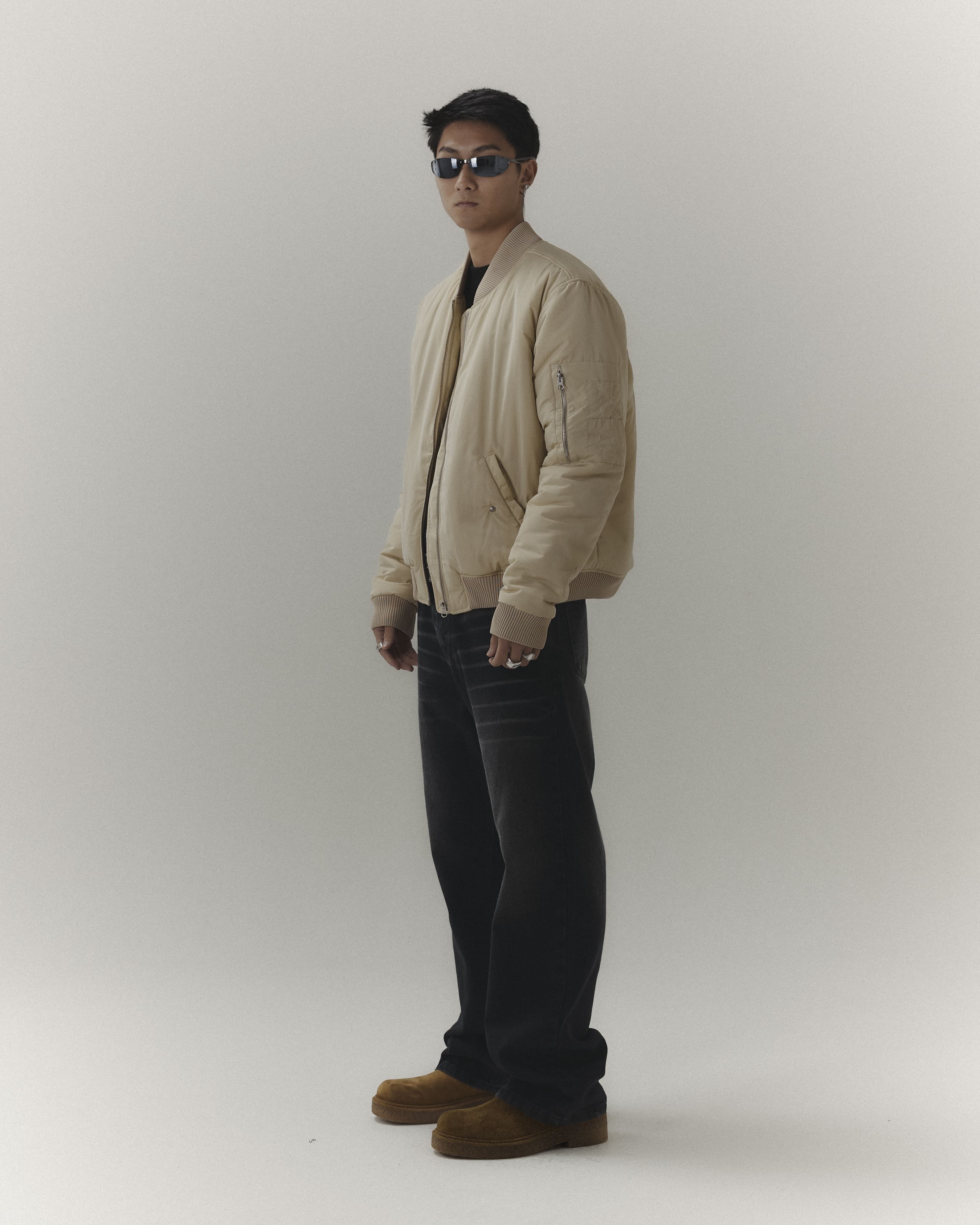 Light Beige Bomber Jacket