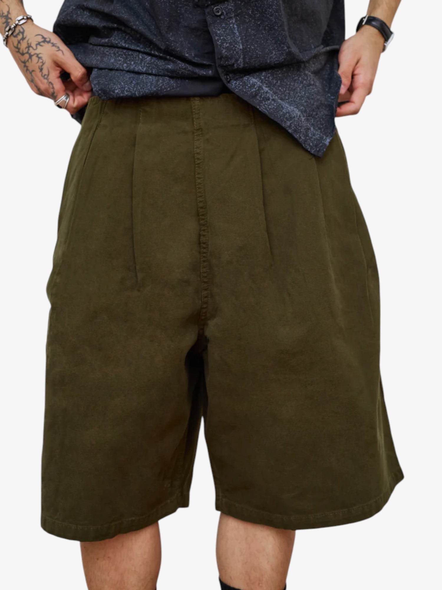 Green 'Canvas' Wide Shorts