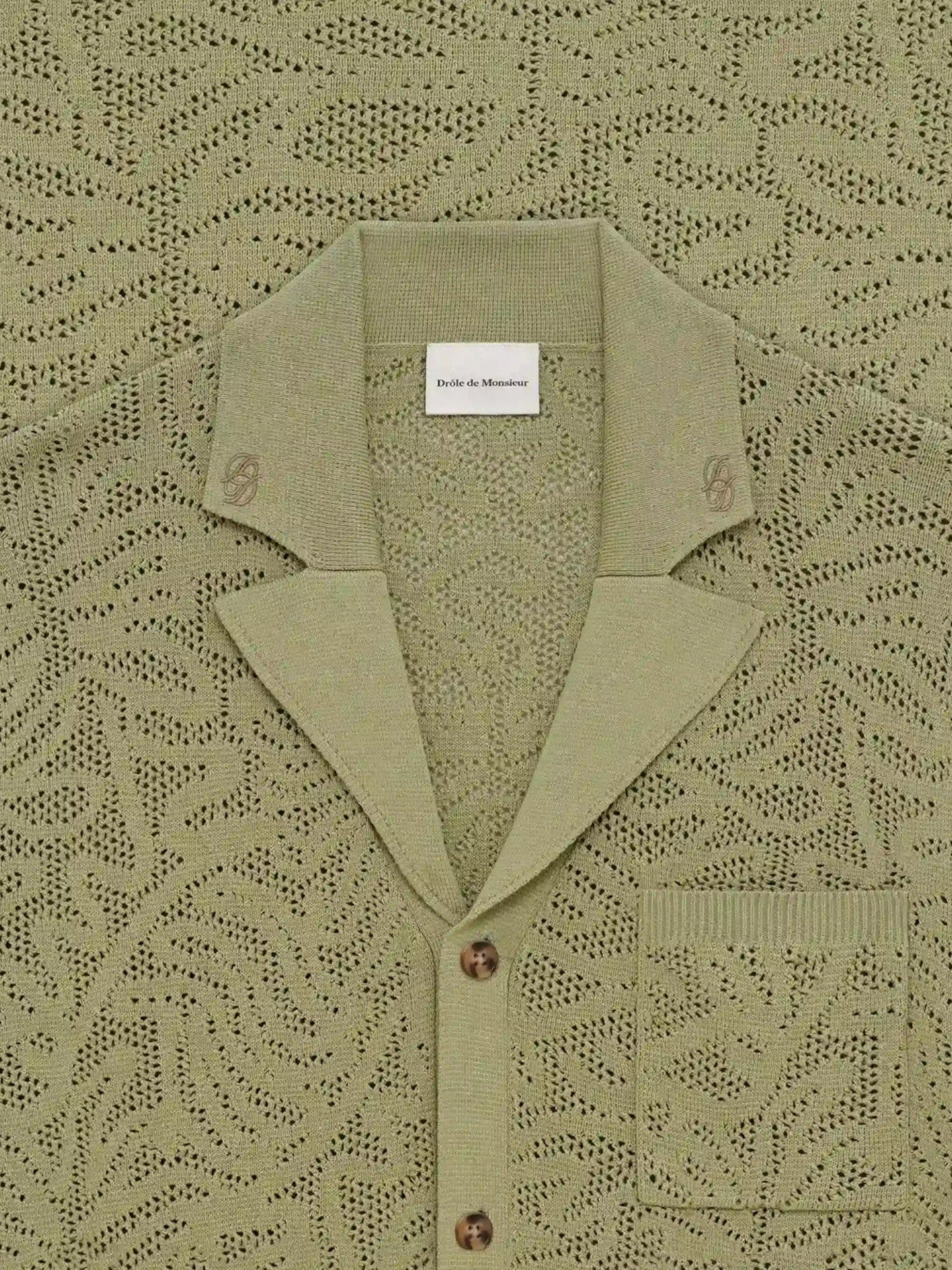 Green 'Chemise Maille Dentelle' Shirt