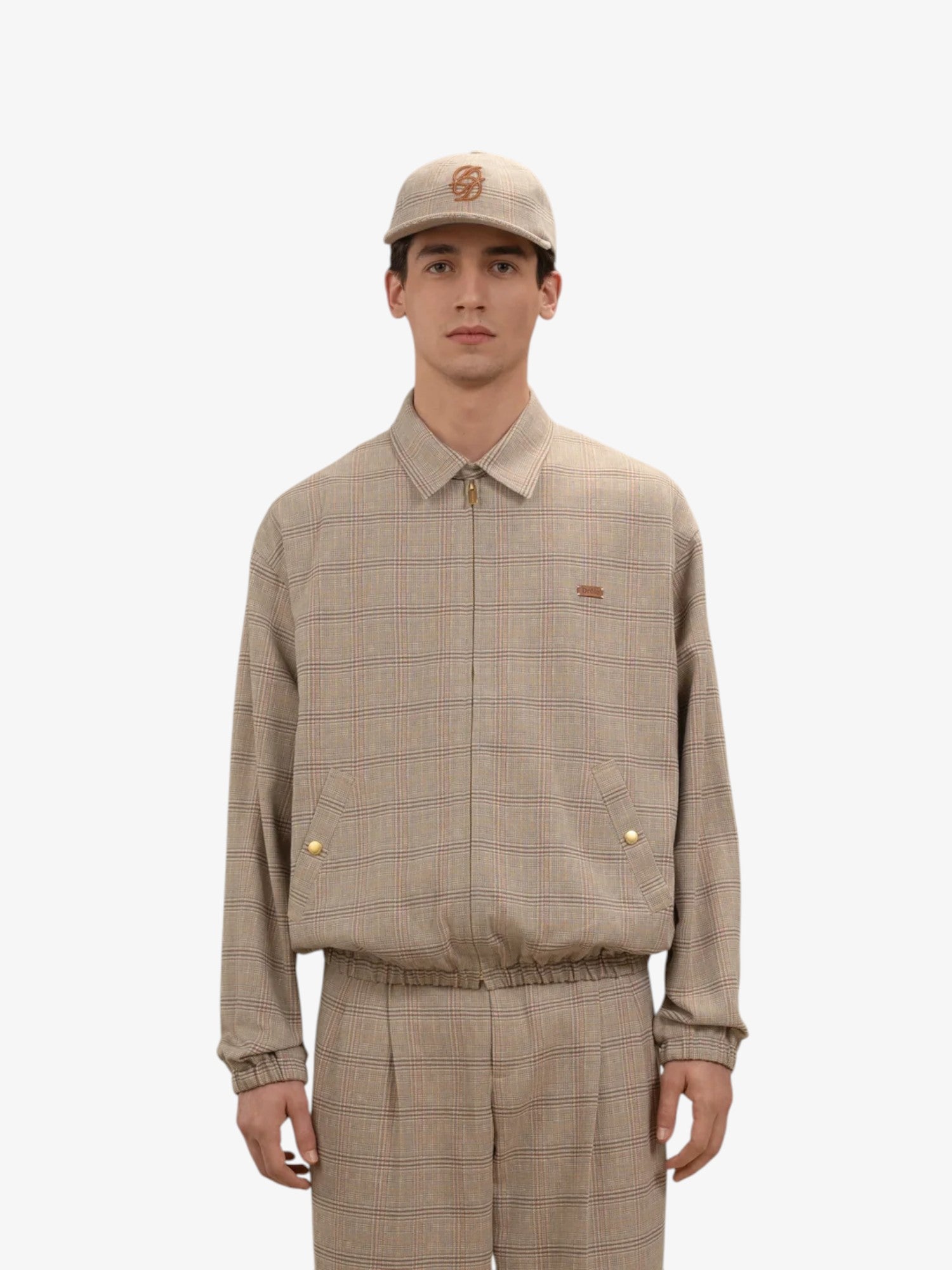 Beige 'Blouson Drôle à Carreaux' Jacket