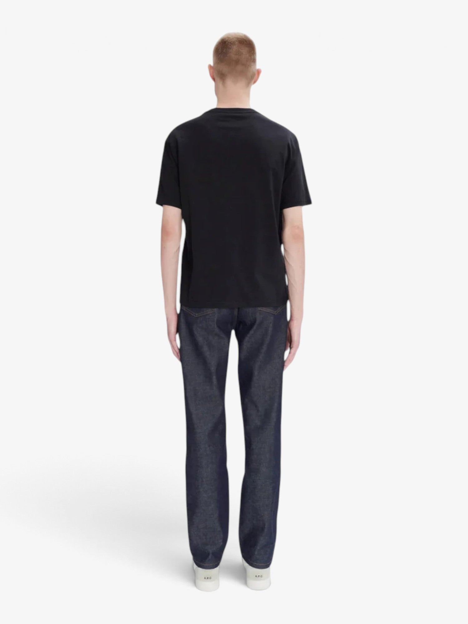 A.P.C - Camiseta Boxy 'Micro Logo' Preta/Branca