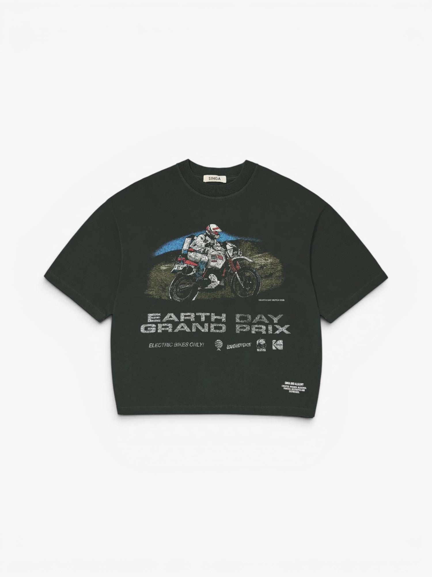 Black Faded 'Earth Day Grand Prix' Boxy Tee X ALLGLORY