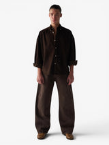 Brown 'Diana' Velvet Oversized Shirt