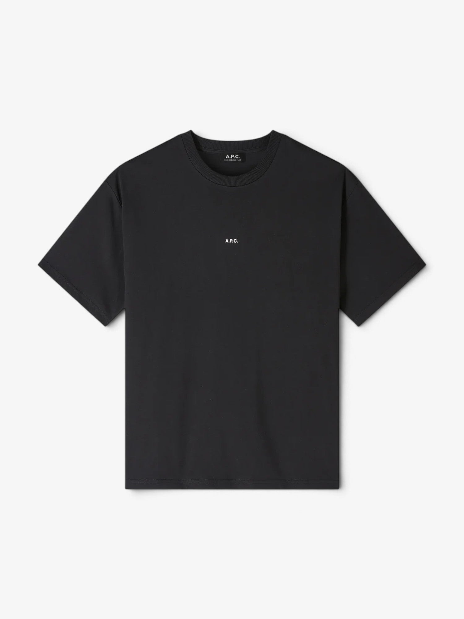 A.P.C - Camiseta Boxy 'Micro Logo' Preta/Branca