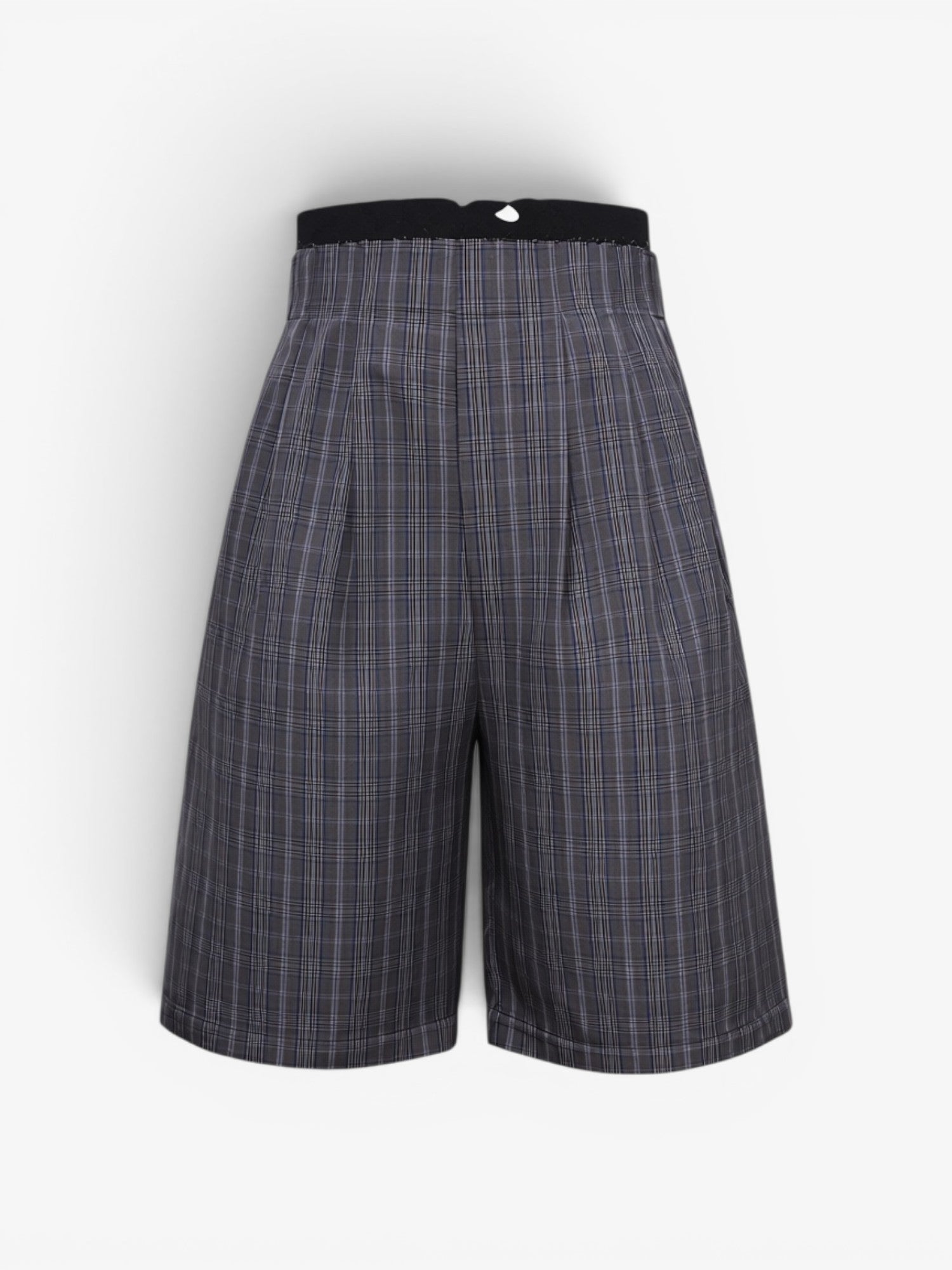 Grey Plaid Wide Shorts