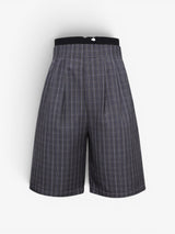 Grey Plaid Wide Shorts