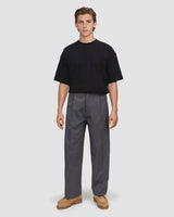 Grey Pinstripe Wide Pants