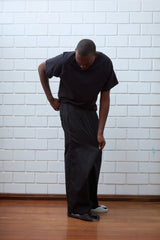Black Wide Cotton 'Tech' Pants