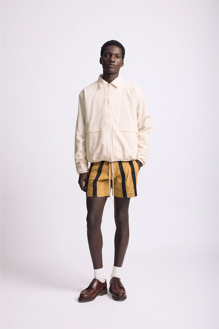 Beige Plaid Cotton Jacket