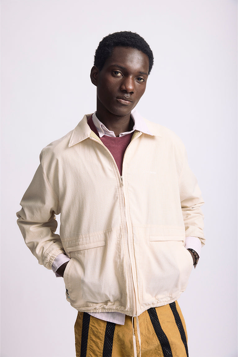 Beige Plaid Cotton Jacket