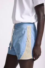 Light Blue 'Curved' Mesh Boardshorts
