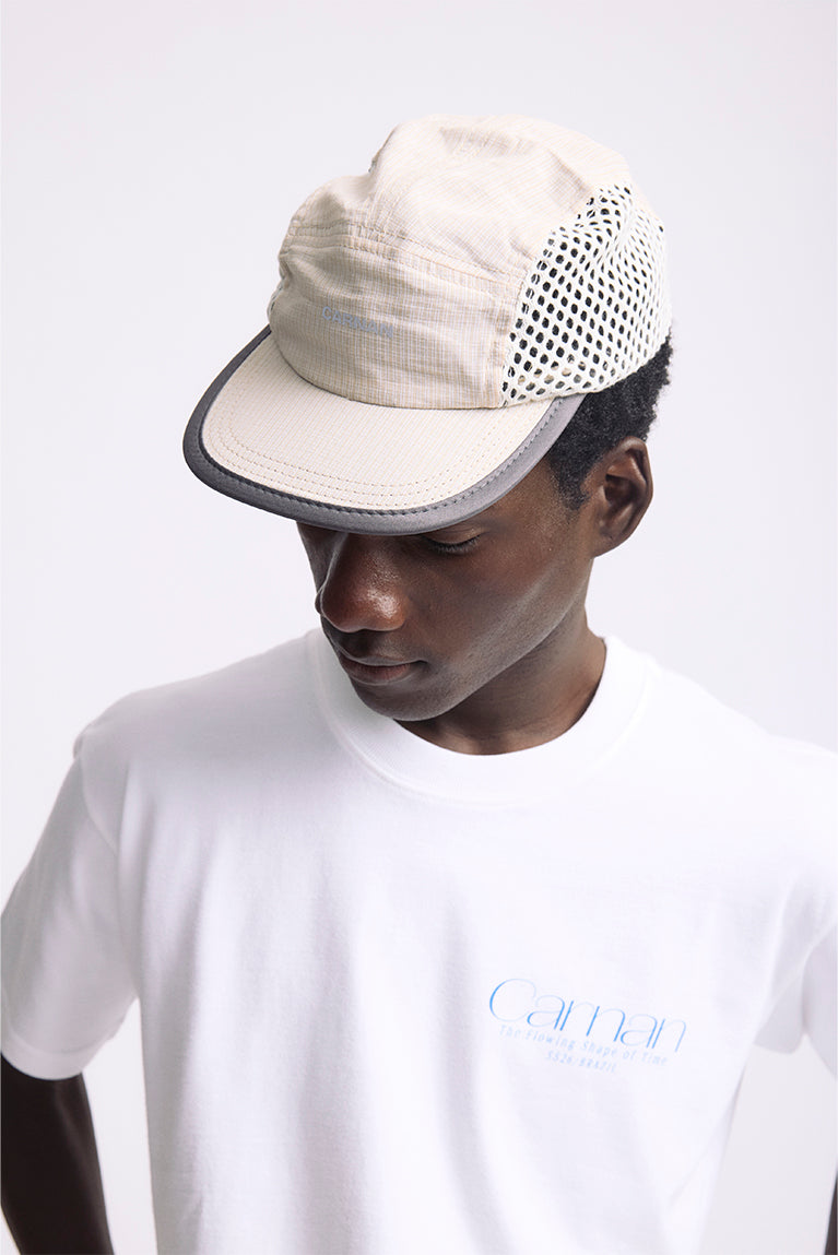 Beige 'Plaid Mesh' Cap