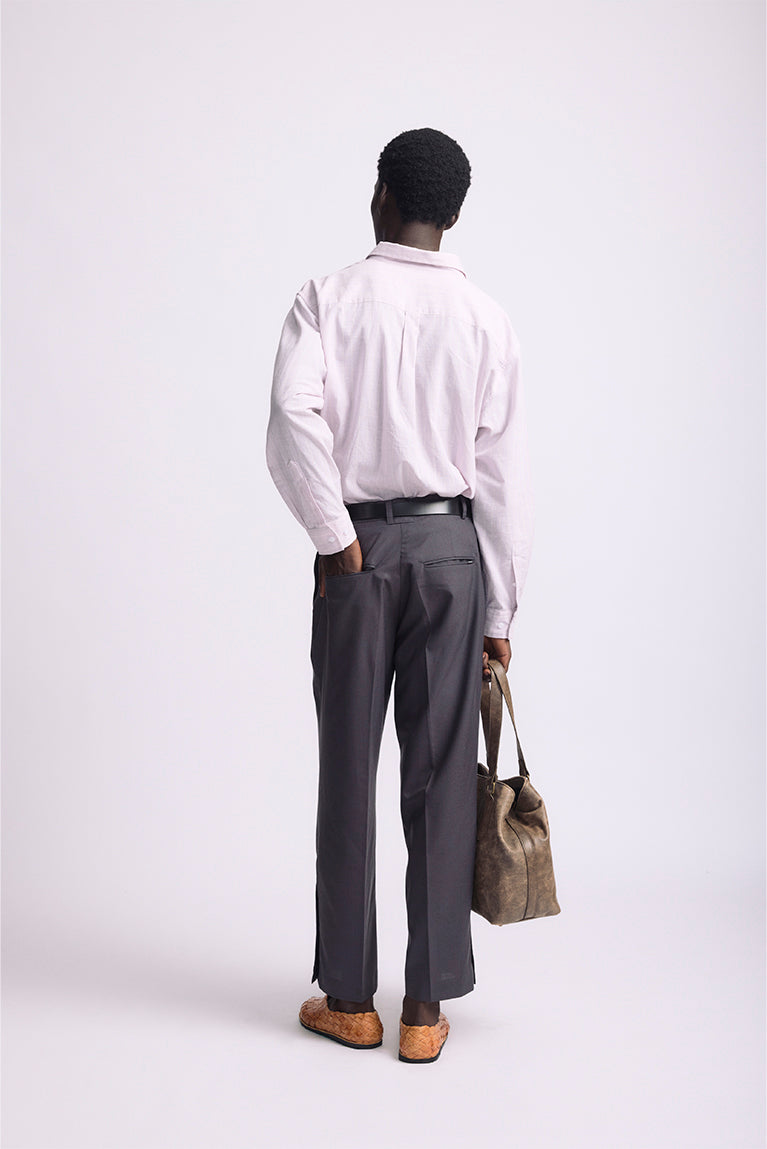 Grey Slit Tailored Pants