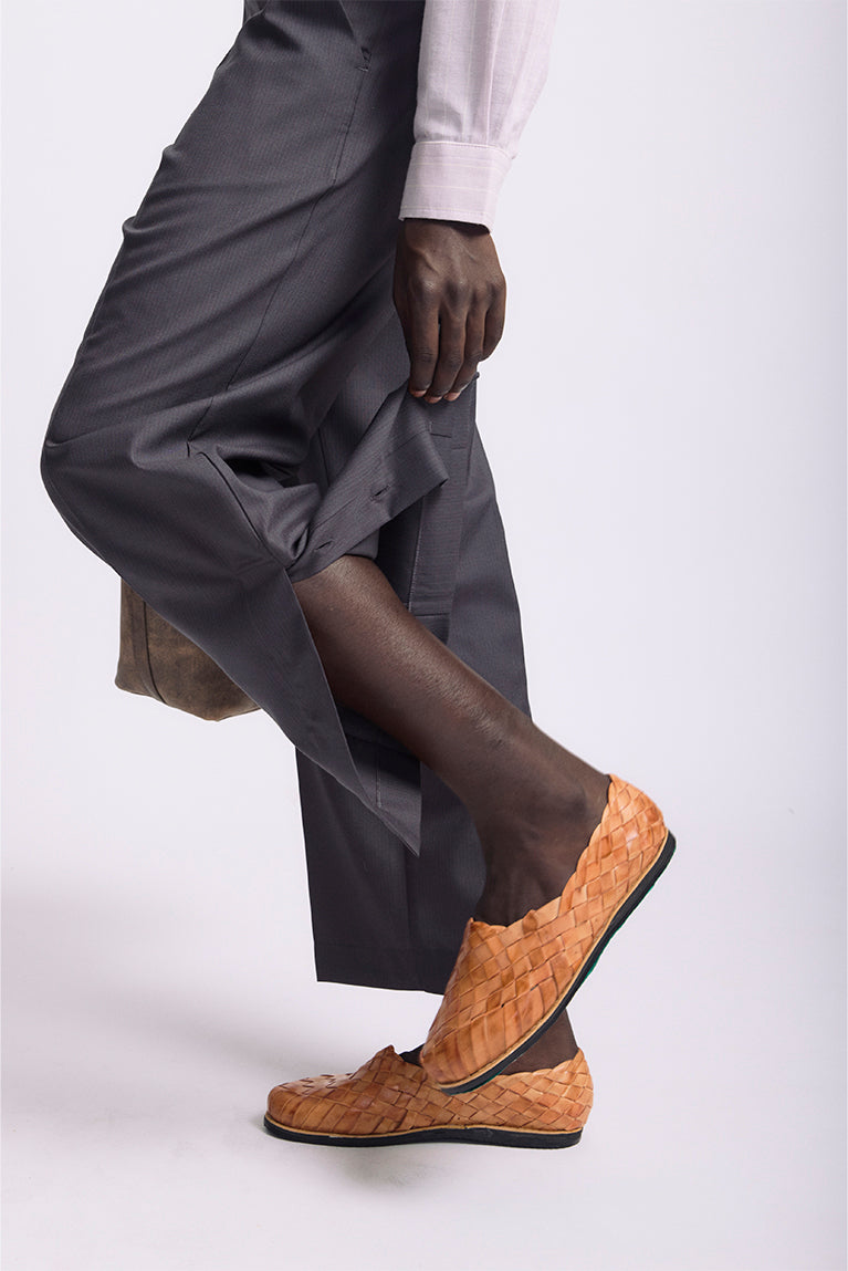 Grey Slit Tailored Pants