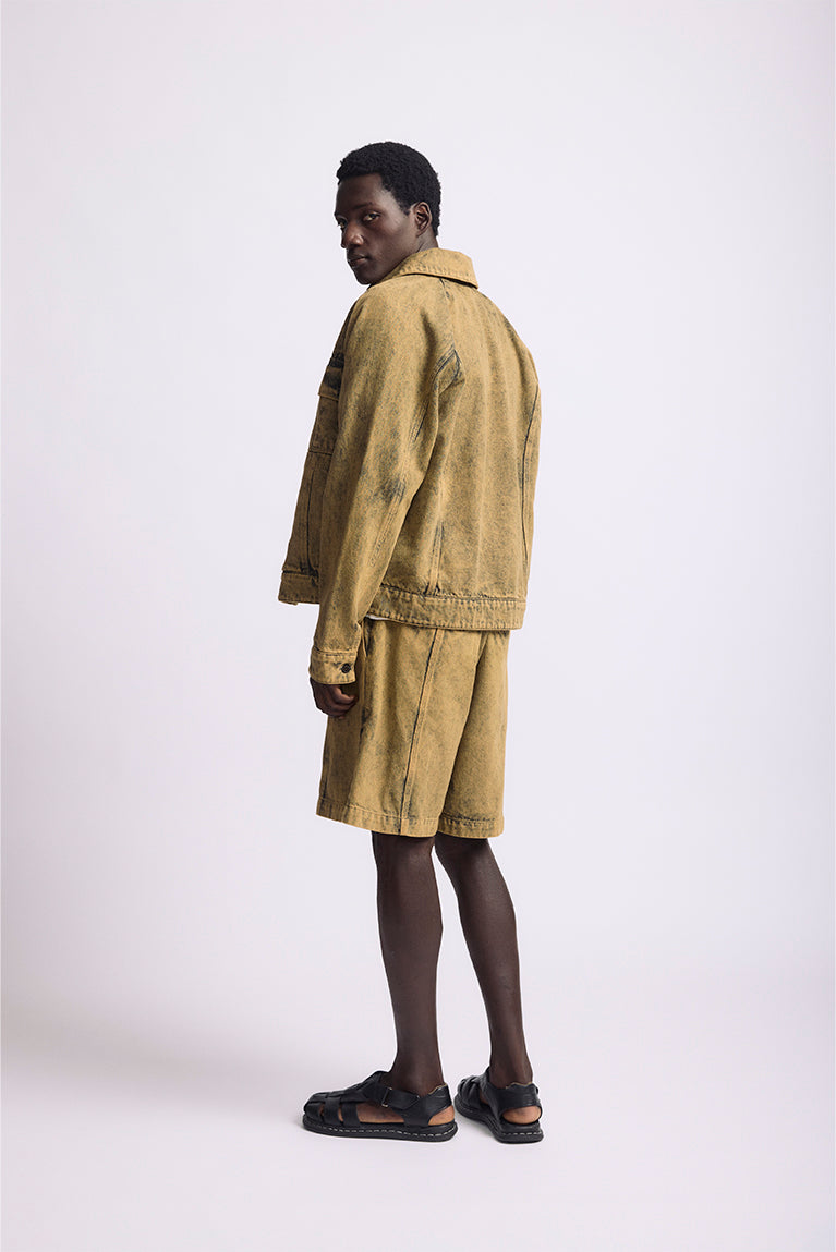 Beige/Green 'Curved' Cut Jacket