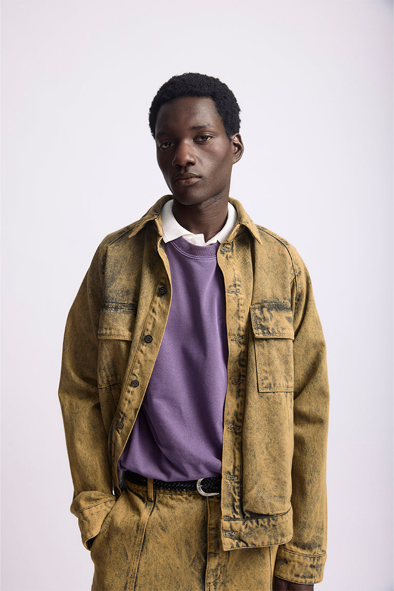 Beige/Green 'Curved' Cut Jacket